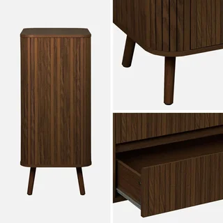 Commode 4 tiroirs bois façade striée style scandinave Legacy