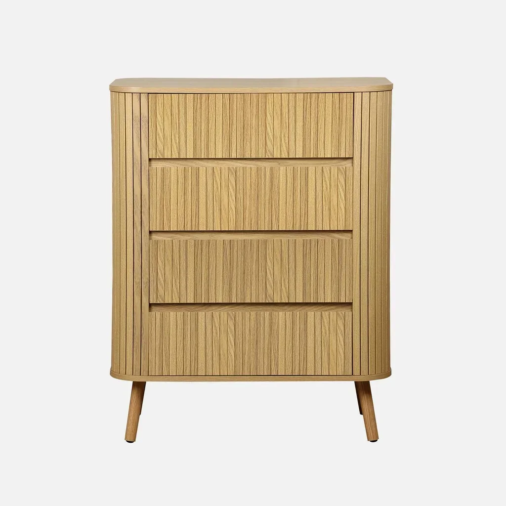 Commode 4 tiroirs bois façade striée style scandinave Legacy