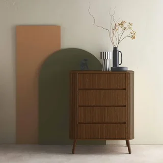 Commode 4 tiroirs bois façade striée style scandinave Legacy