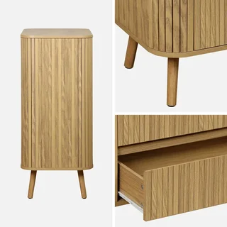 Commode 4 tiroirs bois façade striée style scandinave Legacy