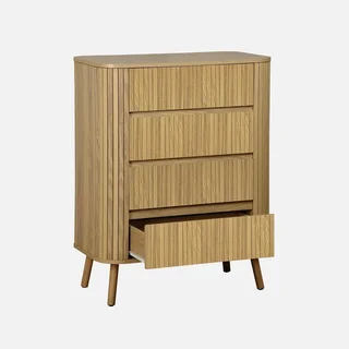Commode 4 tiroirs bois façade striée style scandinave Legacy