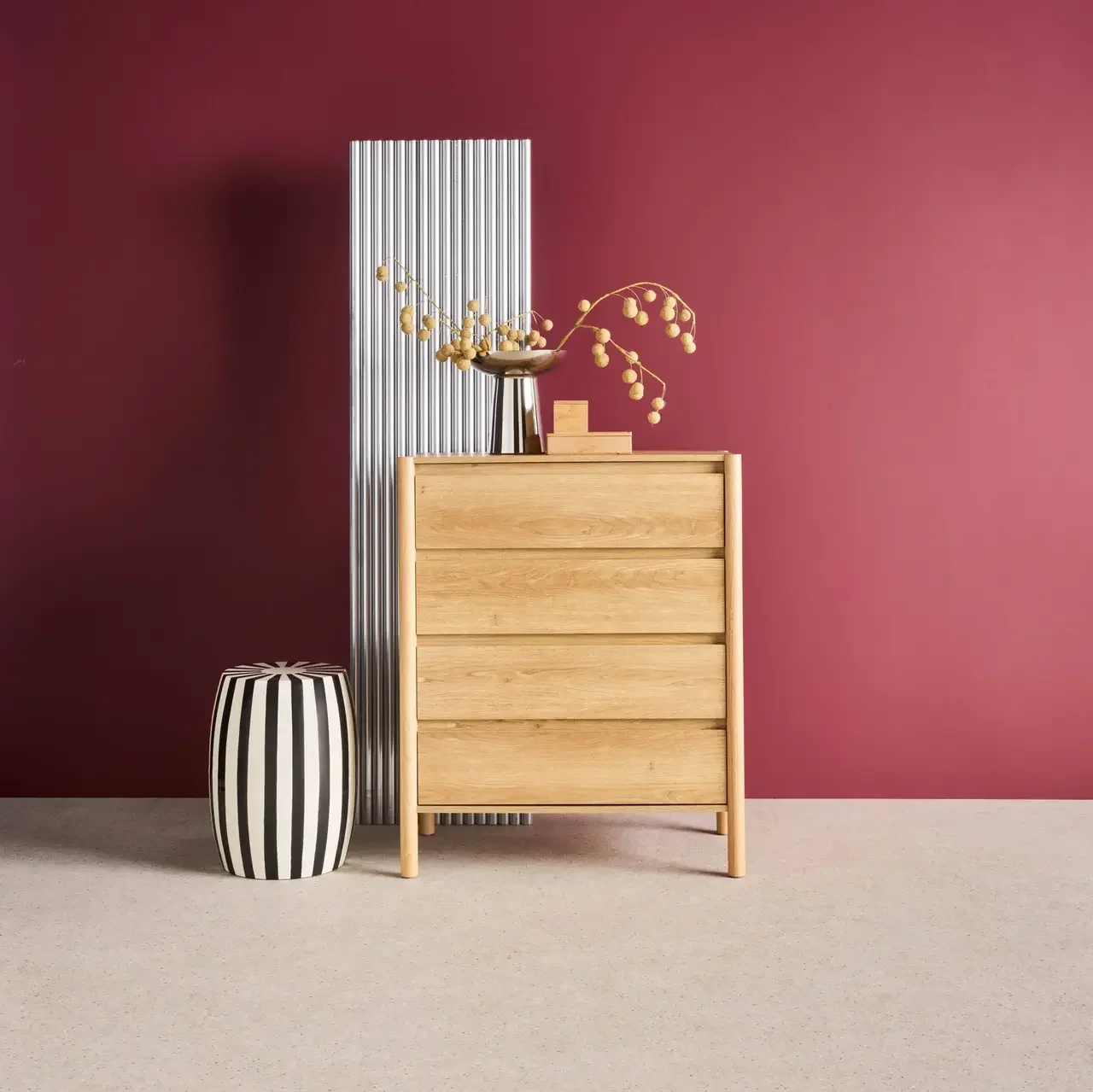Commode 4 tiroirs bois naturel design scandinave Harmony