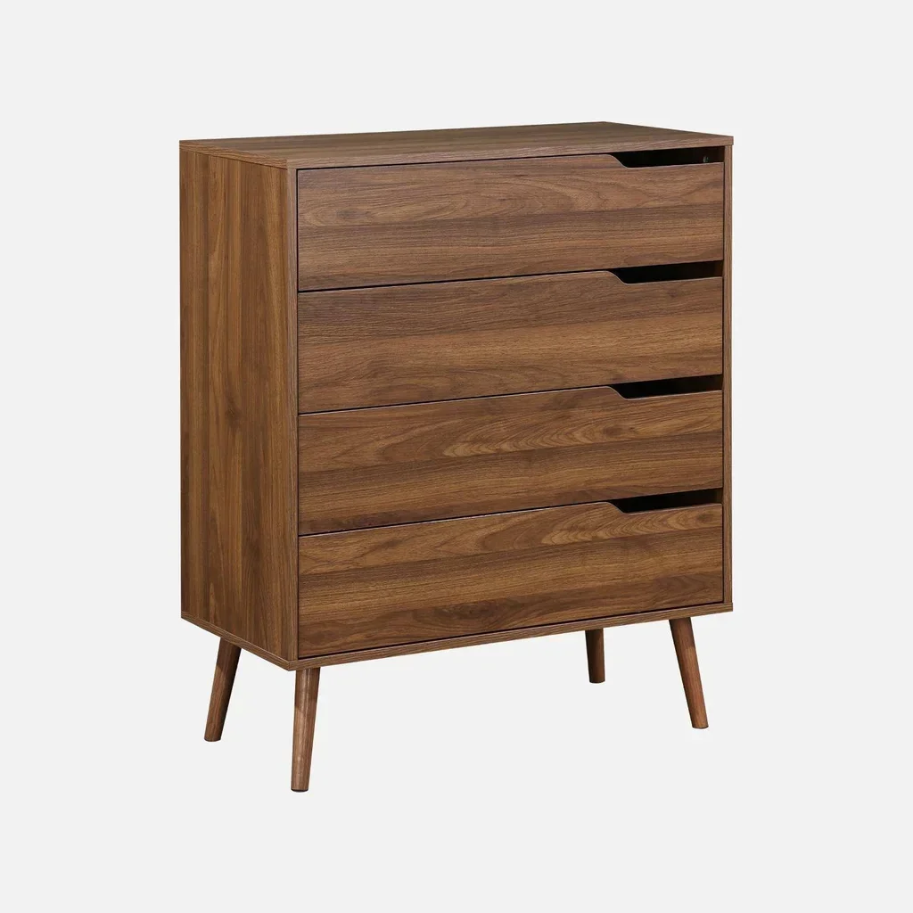 Commode 4 tiroirs Népal finition noyer design scandinave vintage