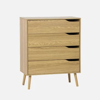 Commode 4 tiroirs bois noyer style scandinave vintage Népal