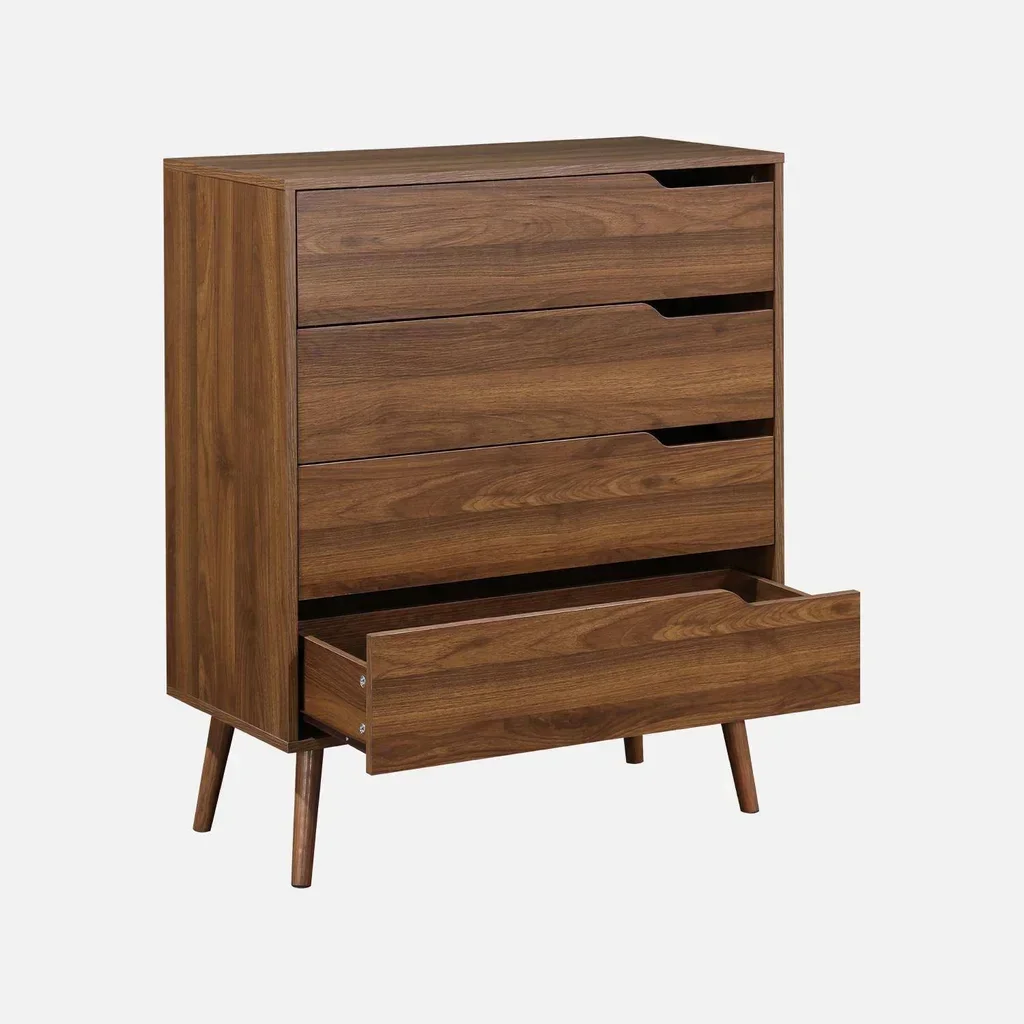 Commode 4 tiroirs Népal finition noyer design scandinave vintage