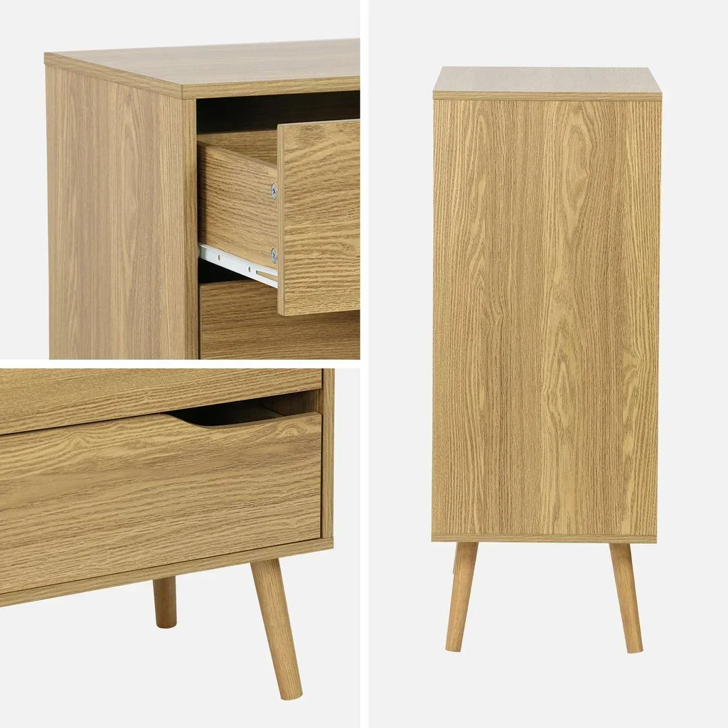 Commode 4 tiroirs bois noyer style scandinave vintage Népal