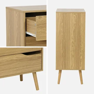 Commode 4 tiroirs bois noyer style scandinave vintage Népal