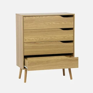 Commode 4 tiroirs bois noyer style scandinave vintage Népal