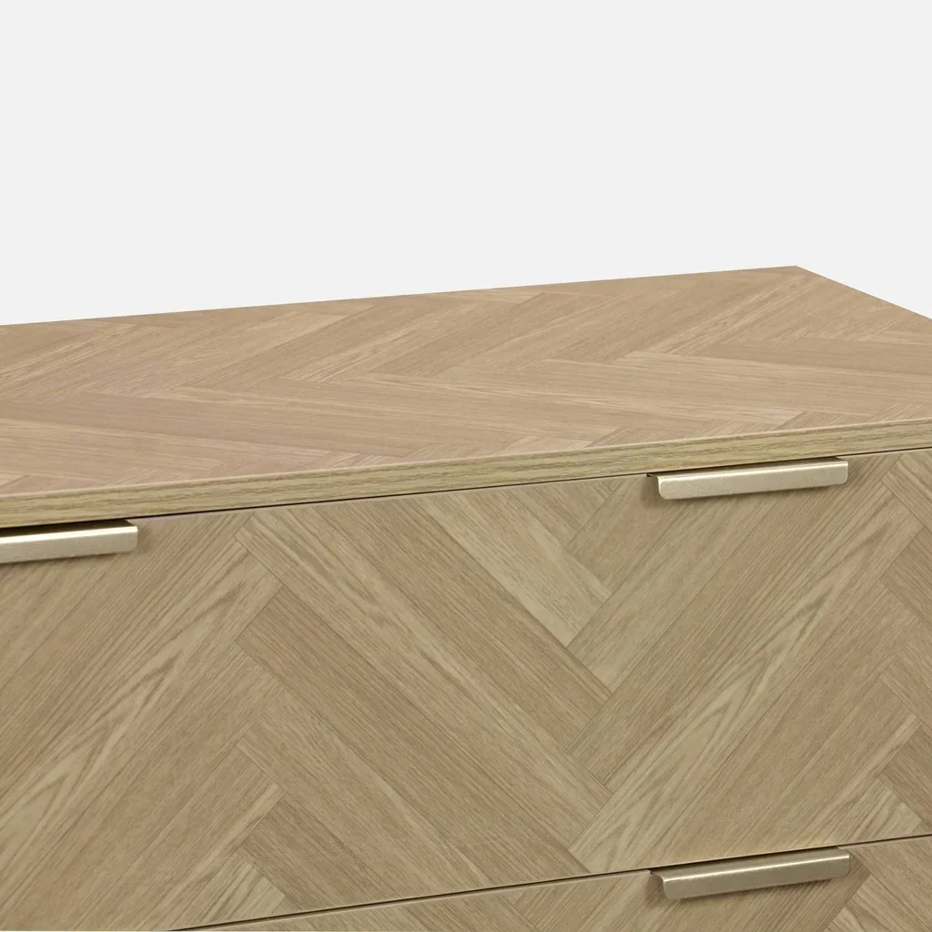 Commode 4 tiroirs chevron bois naturel style Budapest