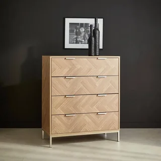 Commode 4 tiroirs chevron bois naturel style Budapest