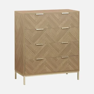 Commode 4 tiroirs chevron bois naturel style Budapest