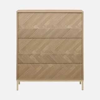 Commode 4 tiroirs chevron bois naturel style Budapest