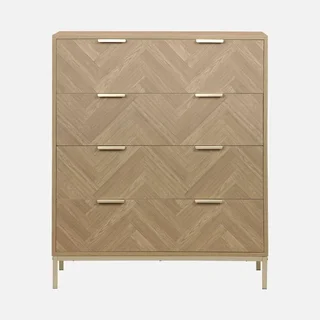 Commode 4 tiroirs chevron bois naturel style Budapest
