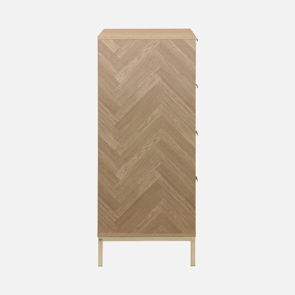 Commode 4 tiroirs chevron bois naturel style Budapest