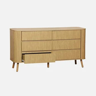 Commode 6 tiroirs bois effet strié – Collection Legacy scandinave