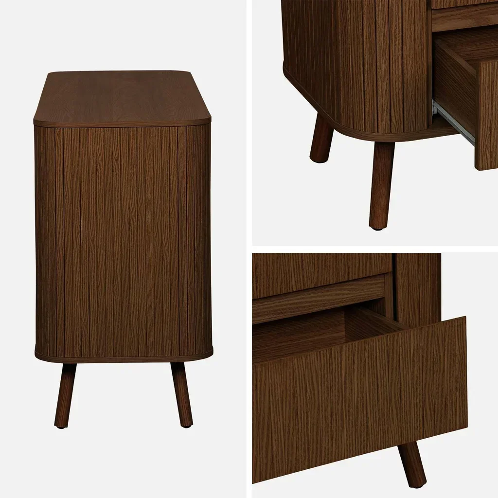 Commode 6 tiroirs bois effet strié scandinave Legacy