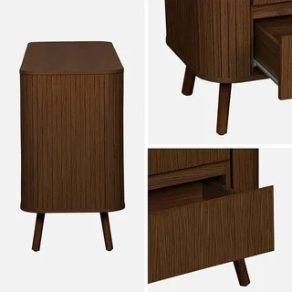 Commode 6 tiroirs bois effet strié scandinave Legacy