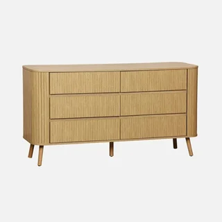 Commode 6 tiroirs bois effet strié – Collection Legacy scandinave