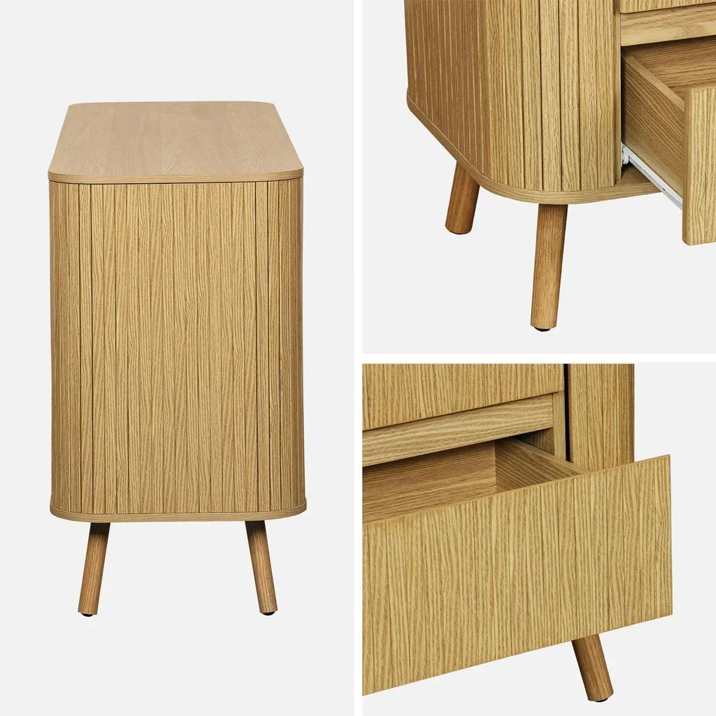 Commode 6 tiroirs bois effet strié – Collection Legacy scandinave