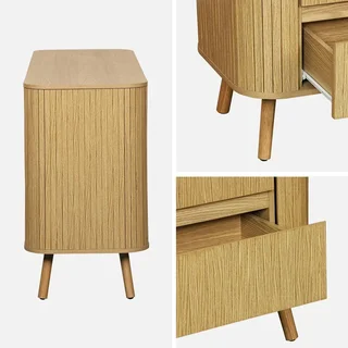 Commode 6 tiroirs bois effet strié – Collection Legacy scandinave