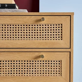 Commode 6 tiroirs bois cannage naturel style bohème chic Judith