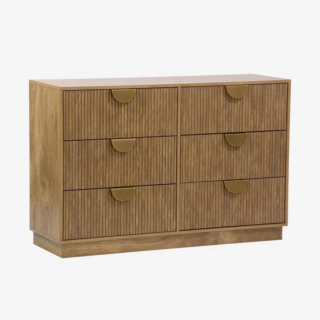 Commode 6 tiroirs manguier massif façade sculptée Celian