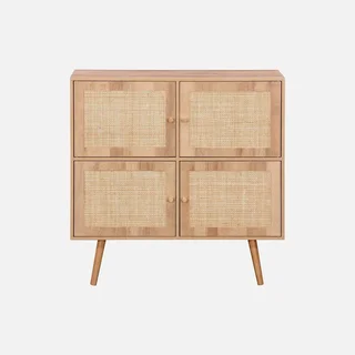 Commode bébé 4 portes bois naturel cannage Bohème