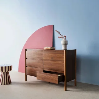 Commode bois 6 tiroirs style naturel Harmony chambre rangement