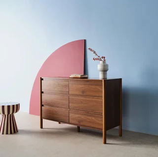 Commode bois 6 tiroirs style naturel Harmony chambre rangement