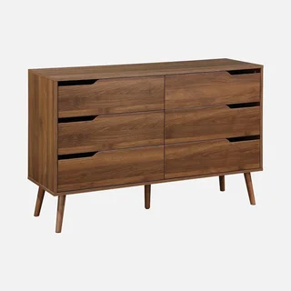 Commode bois massif 6 tiroirs style scandinave Népal noyer
