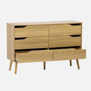 Commode 6 tiroirs bois massif style scandinave vintage Népal