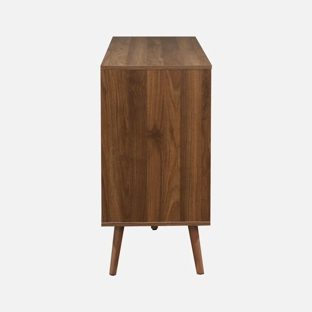 Commode bois massif 6 tiroirs style scandinave Népal noyer