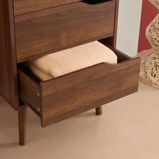 Commode haute 4 tiroirs Népal bois naturel style vintage scandinave