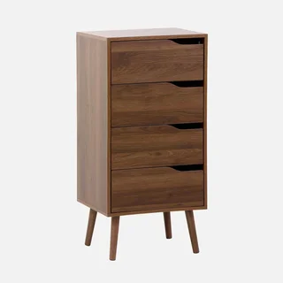 Commode haute 4 tiroirs Népal bois naturel style vintage scandinave