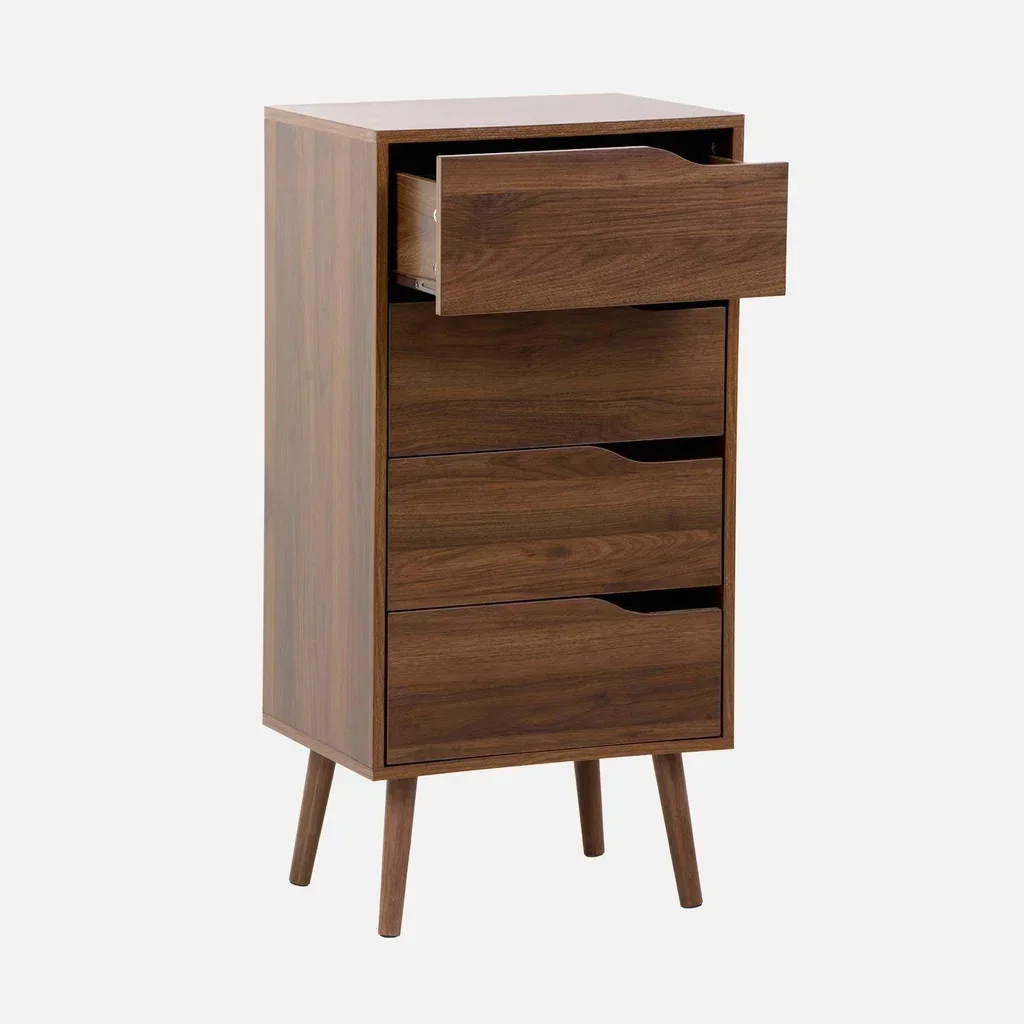 Commode haute 4 tiroirs Népal bois naturel style vintage scandinave