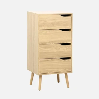 Commode haute 4 tiroirs Népal bois naturel style scandinave vintage