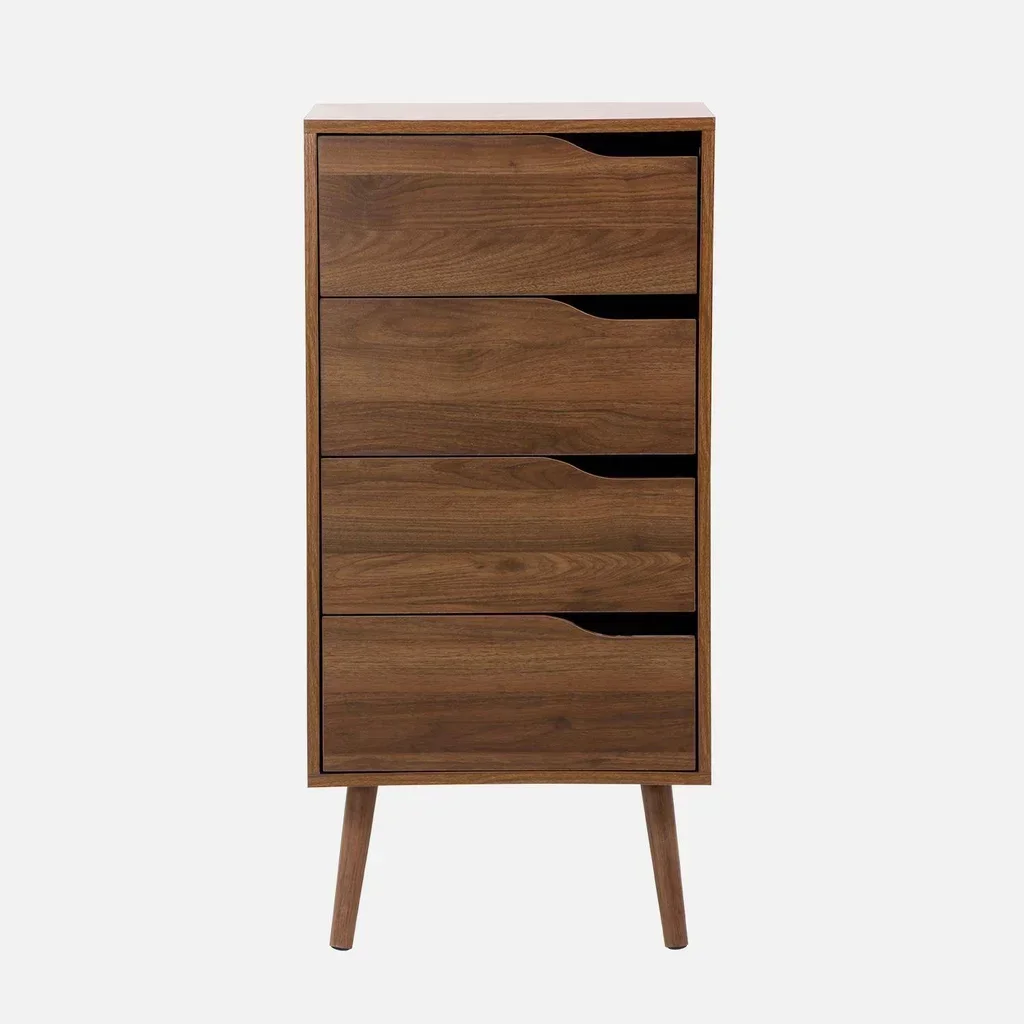 Commode haute 4 tiroirs Népal bois naturel style vintage scandinave