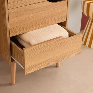 Commode haute 4 tiroirs Népal bois naturel style scandinave vintage