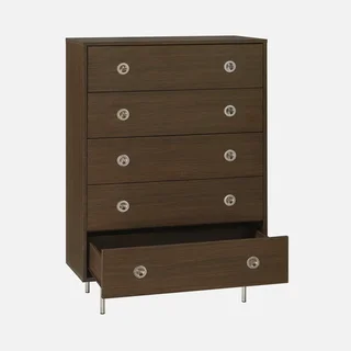 Cómoda retro 5 cajones madera maciza metal acero inoxidable Shelby vintage dormitorio
