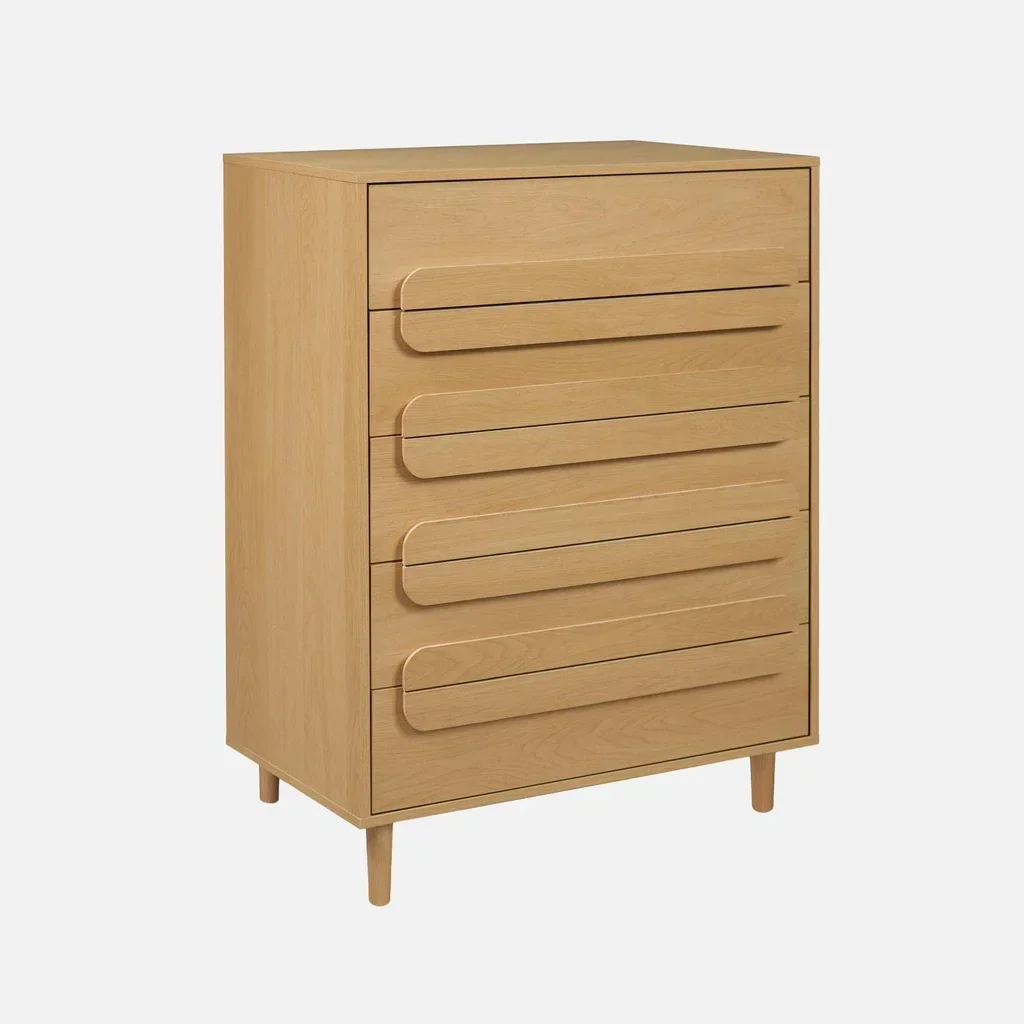 Commode vintage 5 tiroirs bois naturel Juliana