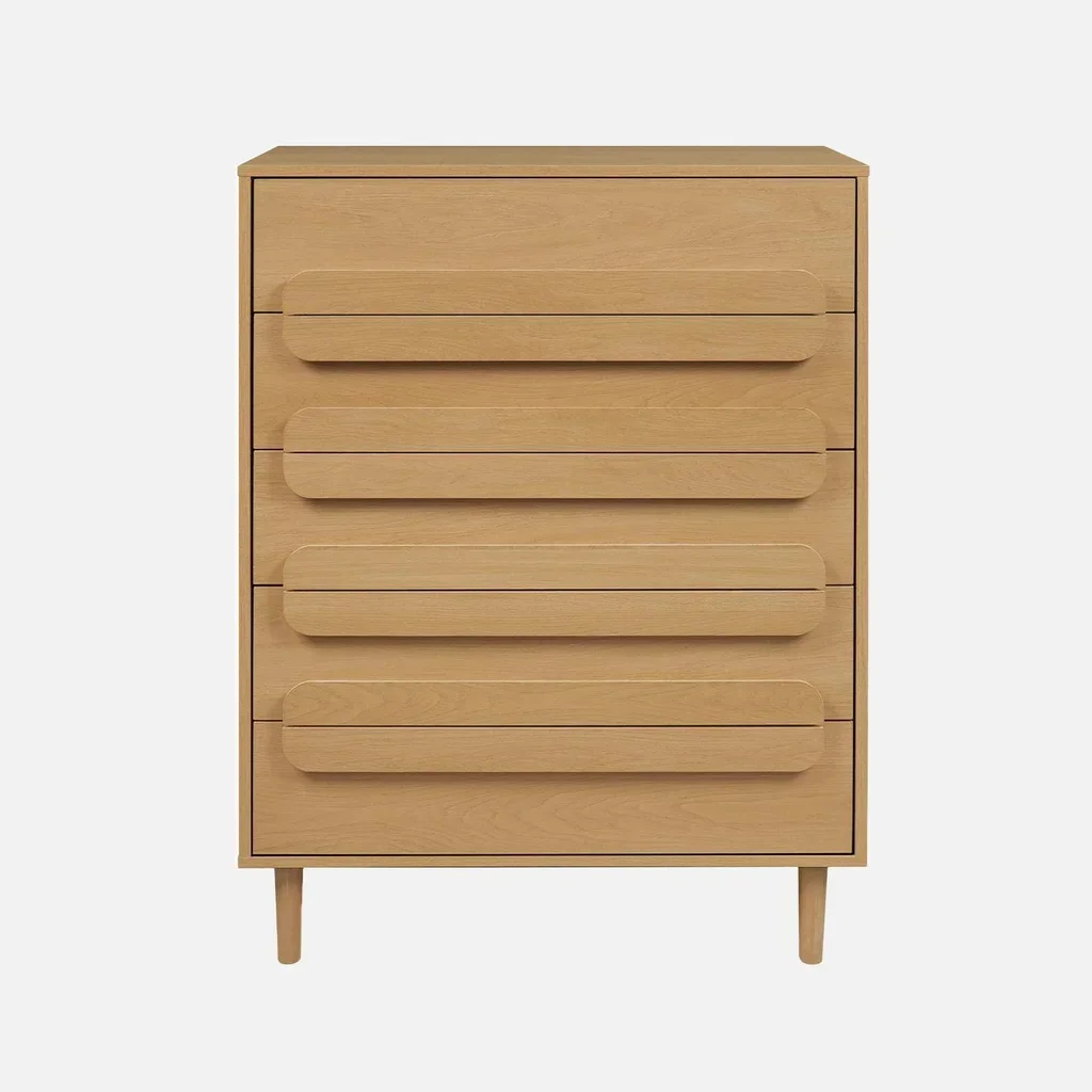 Commode vintage 5 tiroirs bois naturel Juliana