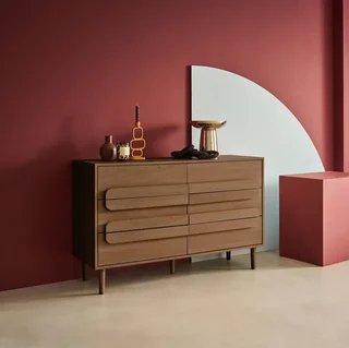 Commode rétro 6 tiroirs Juliana bois naturel chambre vintage