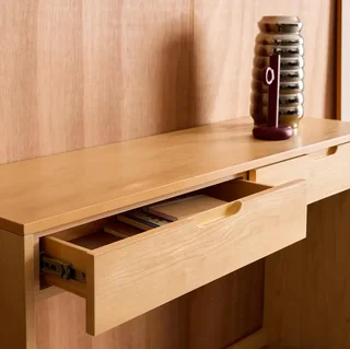 Console bois hévéa 2 tiroirs 120 cm Tania entrée salon