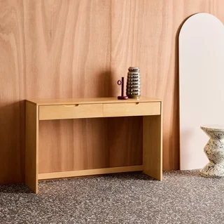 Console bois hévéa 2 tiroirs 120 cm Tania entrée salon