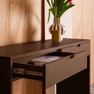 Console bois hévéa 2 tiroirs 120 cm Tania