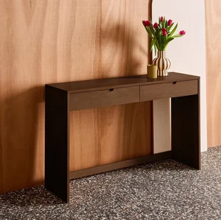 Console bois hévéa 2 tiroirs 120 cm Tania