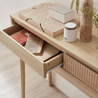 Console scandinave 2 tiroirs bois pin massif Linear