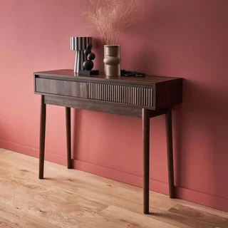 Console 2 tiroirs Linear bois pin massif style scandinave entrée