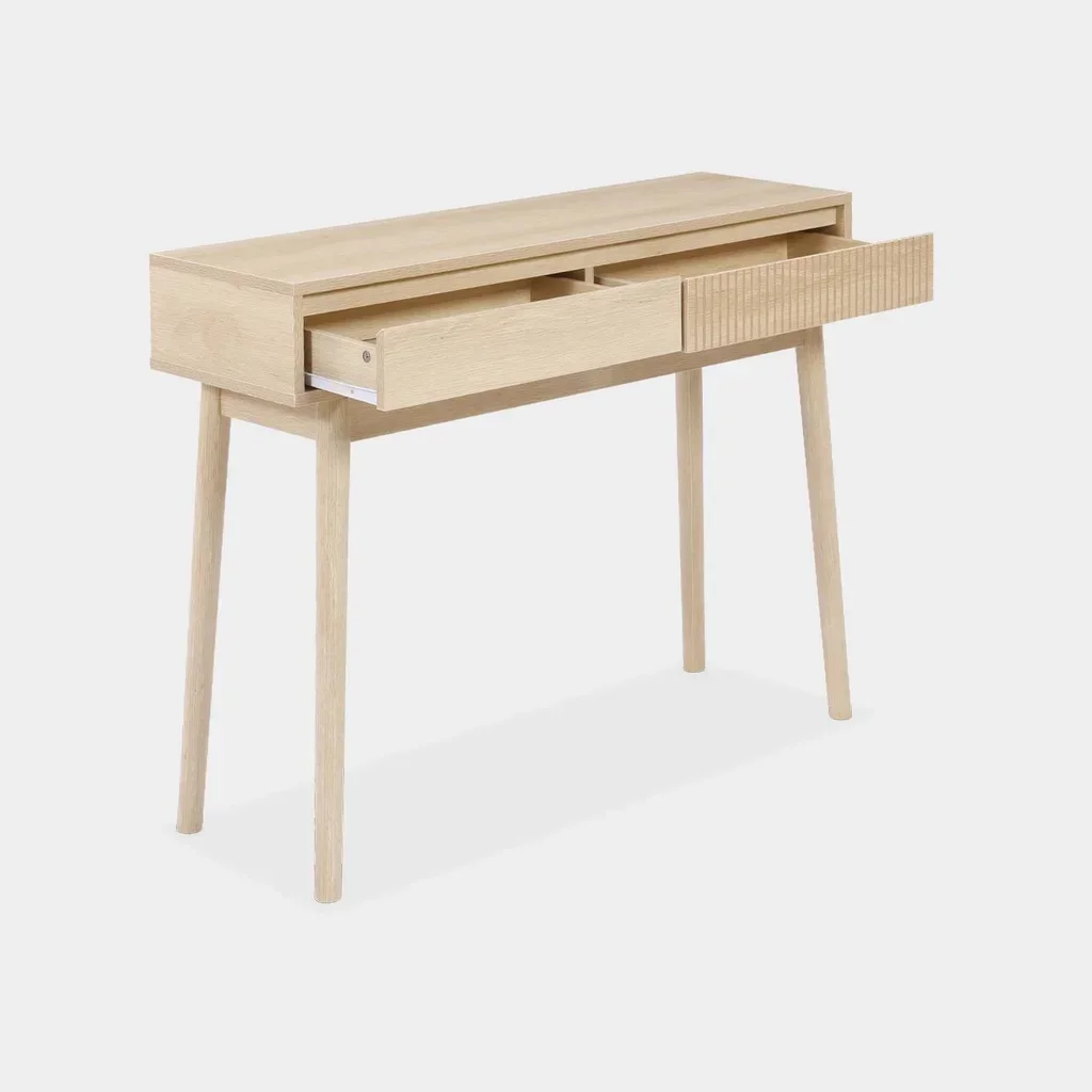 Console scandinave 2 tiroirs bois pin massif Linear