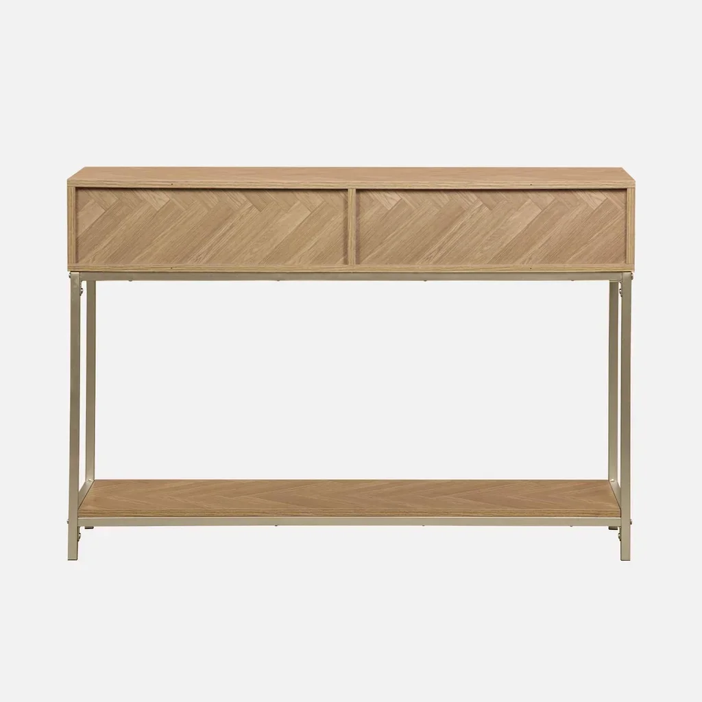 Consola entrada 2 cajones patrón espiga madera Budapest